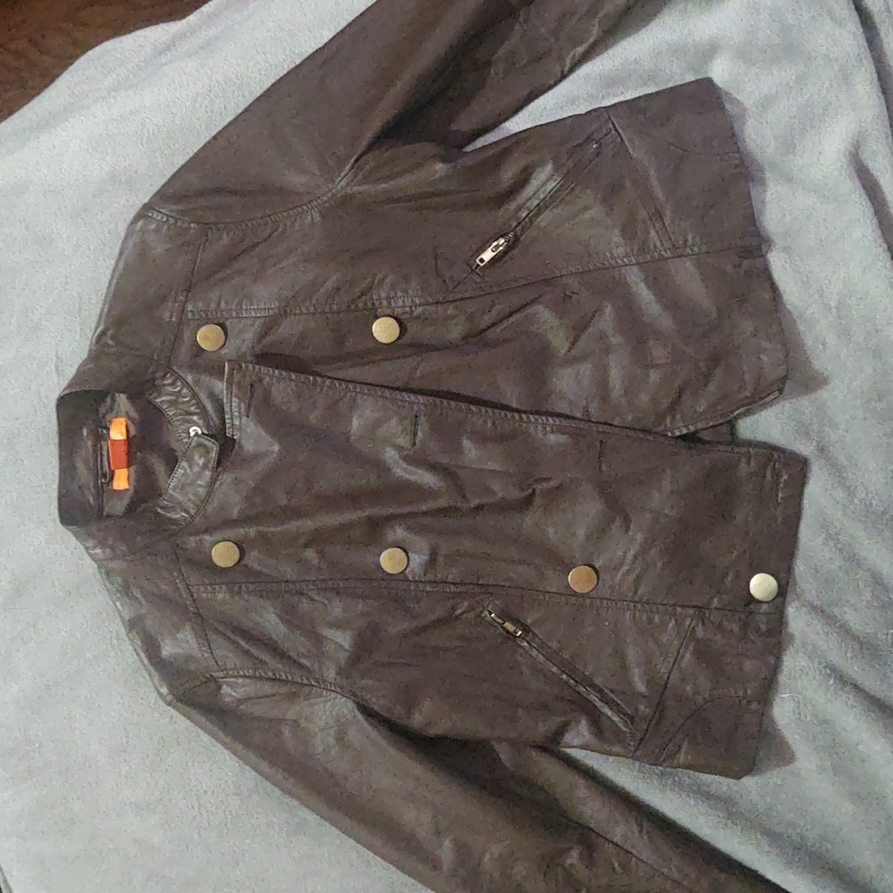 Brown leather jacket